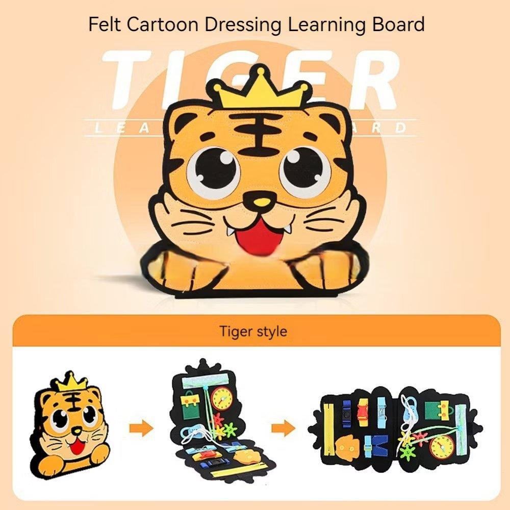 Tiger Style Felt Cartoon Dressing Learning Board for Kids - Interactive Educational Toy Enhancing Fine Motor Skills & Color Exploration
